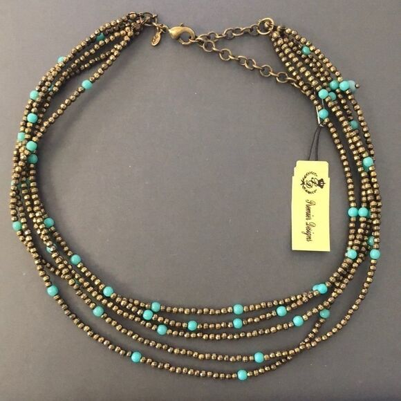 NEW with tags! Premier Designs ST. TROPEZ multi-strand turquoise Necklace - Picture 1 of 2